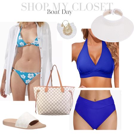 Beach, pool, or boat day outfit. Palm print coverup, Louis GM Neverfull tote, Coach poolside slides, marching flamingo and palm bathing suits from Old Navy. Palm earrings from Amazon white wrap beach hat, Amazon swim bikini

#beachoutfit #pool #summeroutfit #bikini #amazonfashion #oldnavy #vacation 

#LTKtravel #LTKFind #LTKsalealert