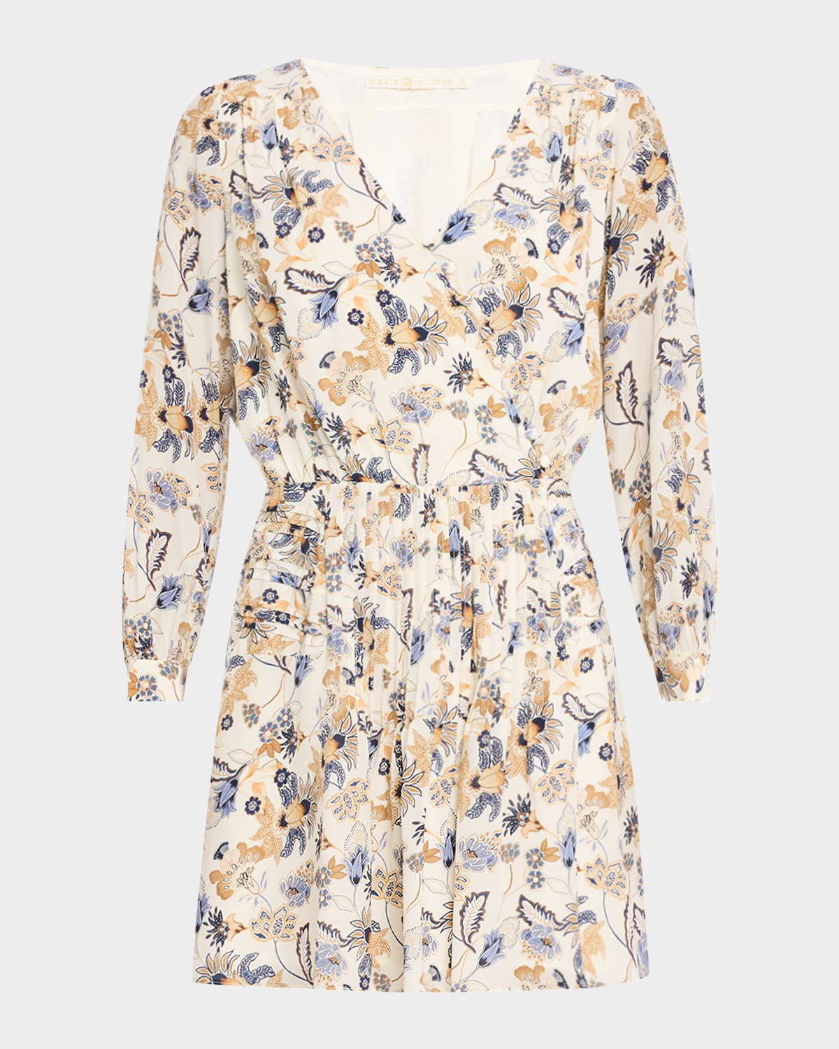 Vera Pintuck Floral-Print Silk Dress | Neiman Marcus