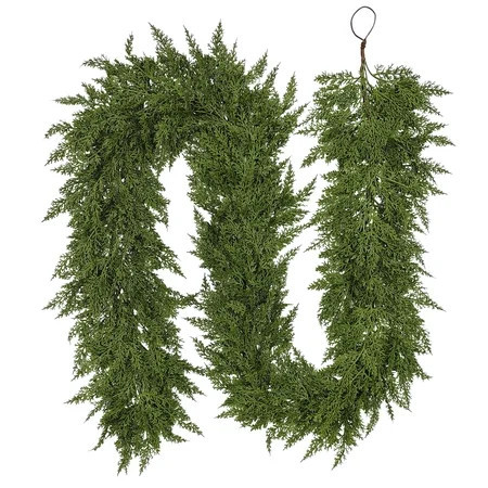 My Texas House Natural Feel Cedar Unlit Artificial Christmas Garland, Green, 9' | Walmart (US)