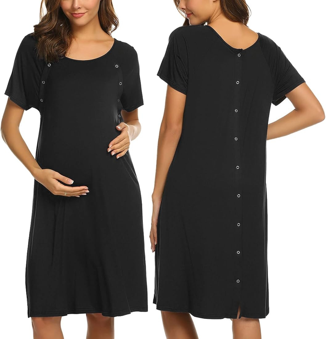 Ekouaer Women’s Nursing/Delivery/Labor/Hospital Nightdress Short Sleeve Maternity Nightgown wit... | Amazon (US)
