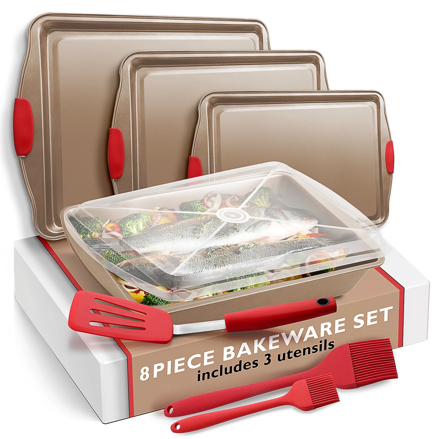 Joytable Cookie Sheet Set, Cookie Sheet Non-Stick Sets for Oven, Brown, 4 Pack | Walmart (US)