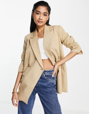Y.A.S tailored suit double breasted blazer in camel (part of a set) | ASOS (Global)