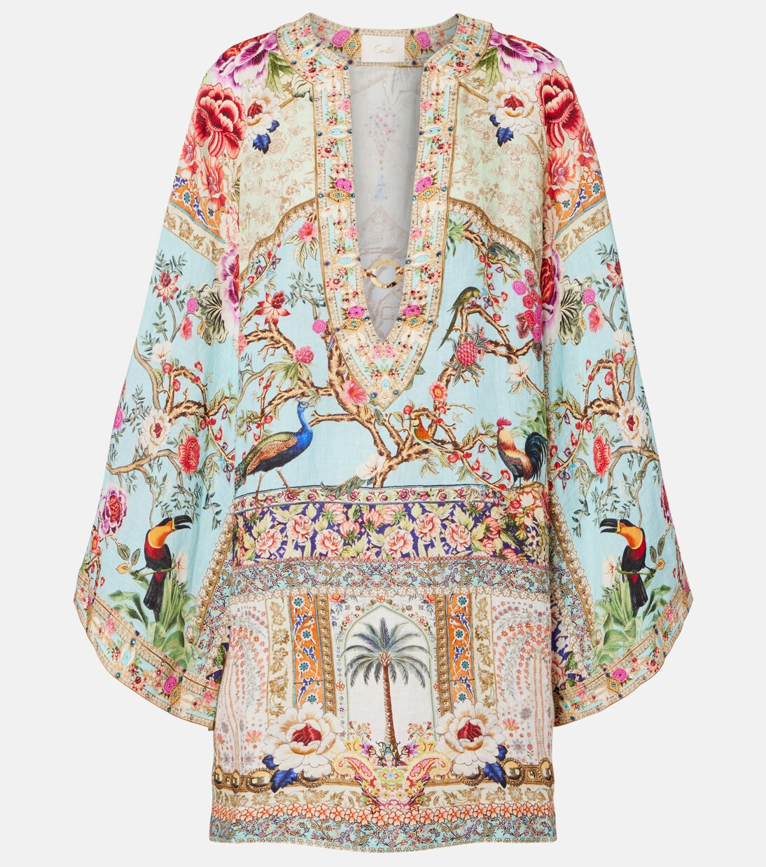 Embellished printed ring-detail linen kaftan | Mytheresa (US/CA)