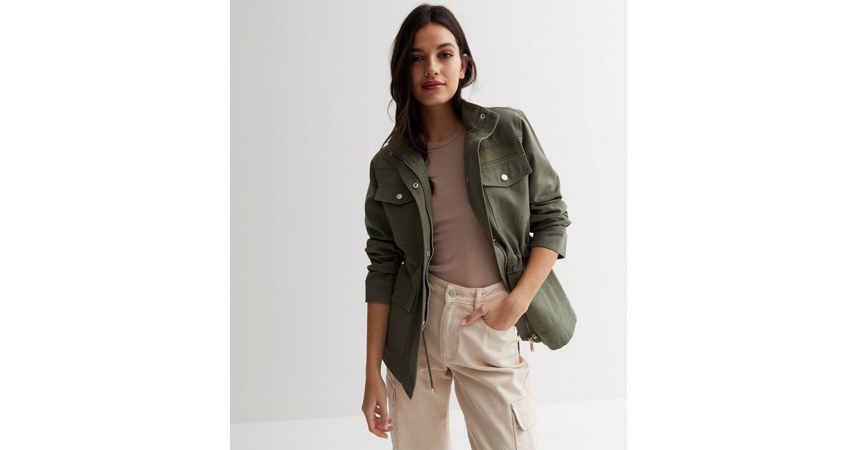 Khaki High Neck Pocket Front Jacket
						
						Add to Saved Items
						Remove from Saved Items | New Look (UK)