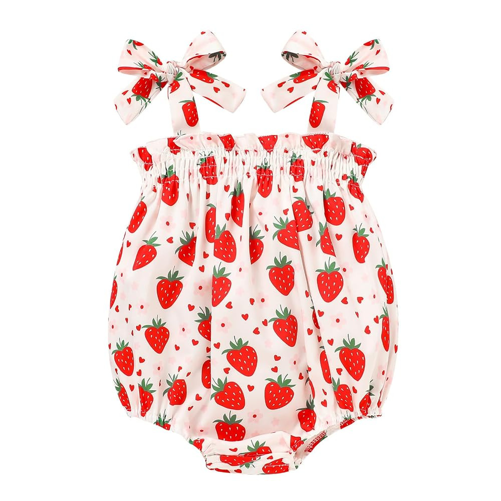 Baby Girl Summer Clothes Newborn Girl Outfits Cute Strap Baby Girl Romper Jumpsuit Infant Floral ... | Amazon (US)
