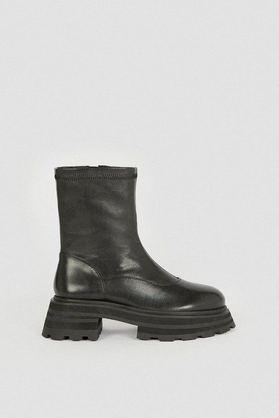Leather Ankle Boot | Karen Millen UK & IE