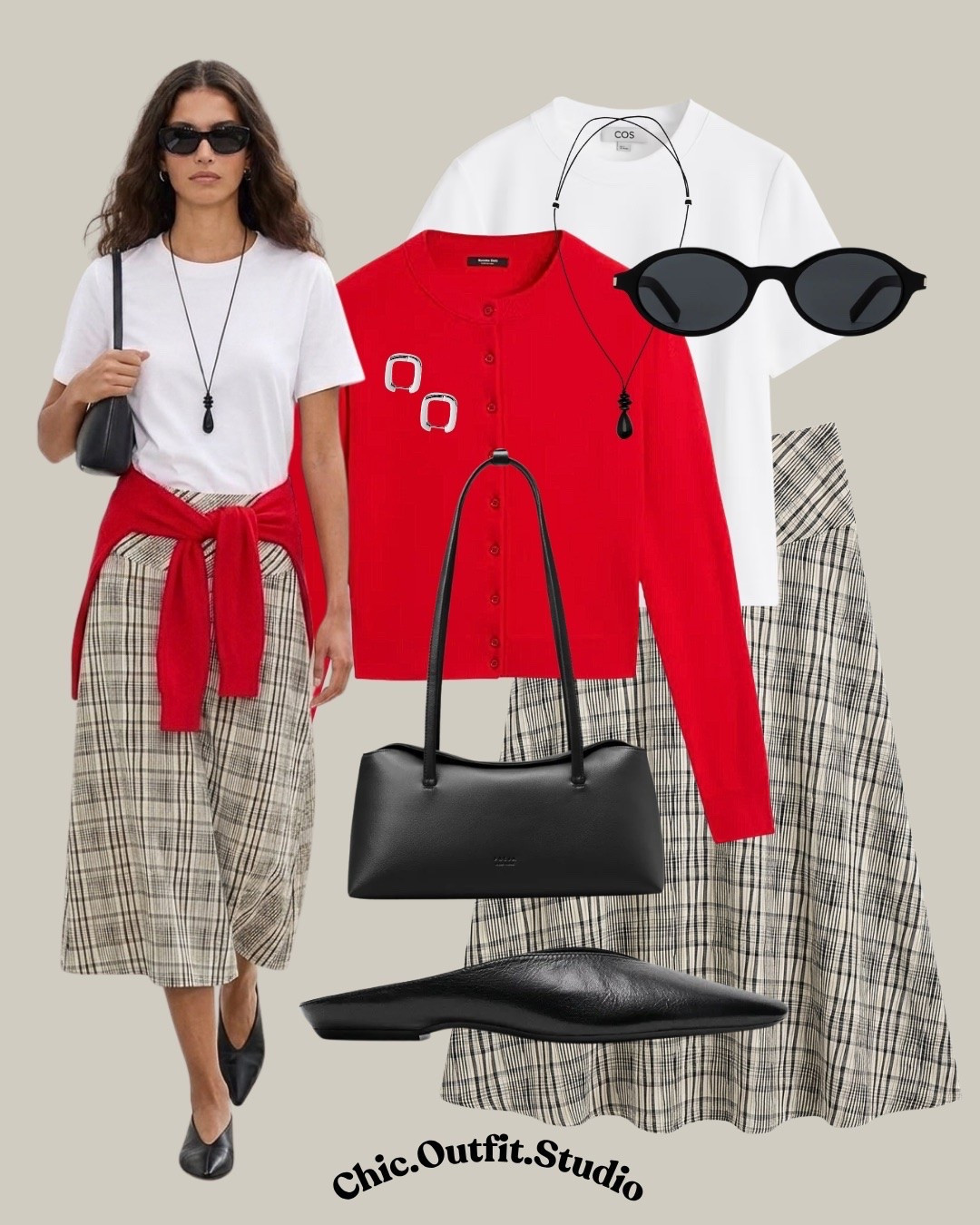 Red Cardigan + Plaid Midi Skirt | Classic Pre-Fall

✨A cherry-red cardigan instantly brings a little personality to this classic pre-fall combination of a crisp white top and plaid midi skirt. Finished with pointed black flats, a structured black bag, and oversized sunglasses, this look feels polished without being overly dressed.  

✨Perfect for office days, lunch meetings, city shopping, weekend brunches, museum dates, or European city strolls. A great formula for transitioning from warmer days into fall, just add a trench or wool coat when temperatures drop.

✨Tags: red cardigan outfit women, red sweater outfit women, plaid midi skirt outfit, red and black outfit women, white top plaid skirt outfit, pre fall outfit women, transitional weather outfit, classic feminine outfit, European style outfit, polished casual outfit women, chic office outfit, lunch date outfit, city chic outfit, autumn outfit inspiration, timeless wardrobe essentials

#LTKautumn #LTKworkwear #LTKbag