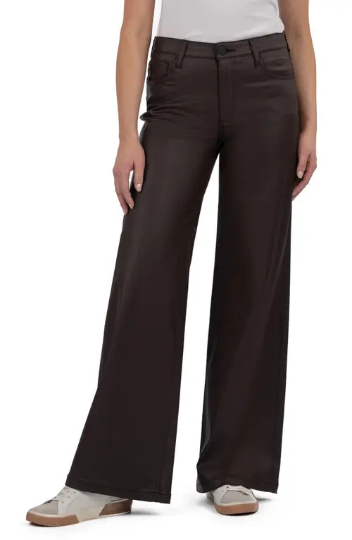 KUT from the Kloth Jean Coated Wide Leg Pants in Chocolate at Nordstrom, Size 4 | Nordstrom