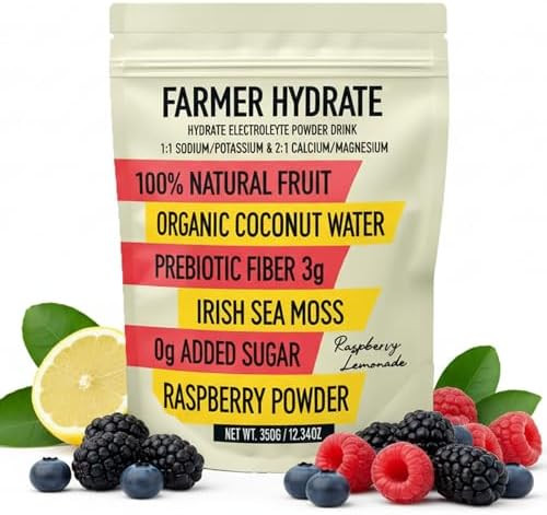 Ballerina Farm Hydrate Electrolyte Powder | 100% Real Fruit, Organic Coconut Water, Prebiotic Fib... | Amazon (US)