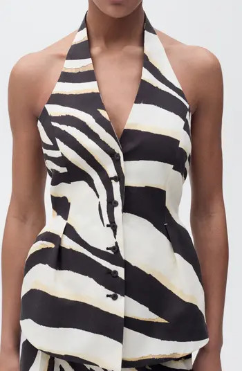 MANGO Zebra Stripe Halter Vest | Nordstrom | Nordstrom