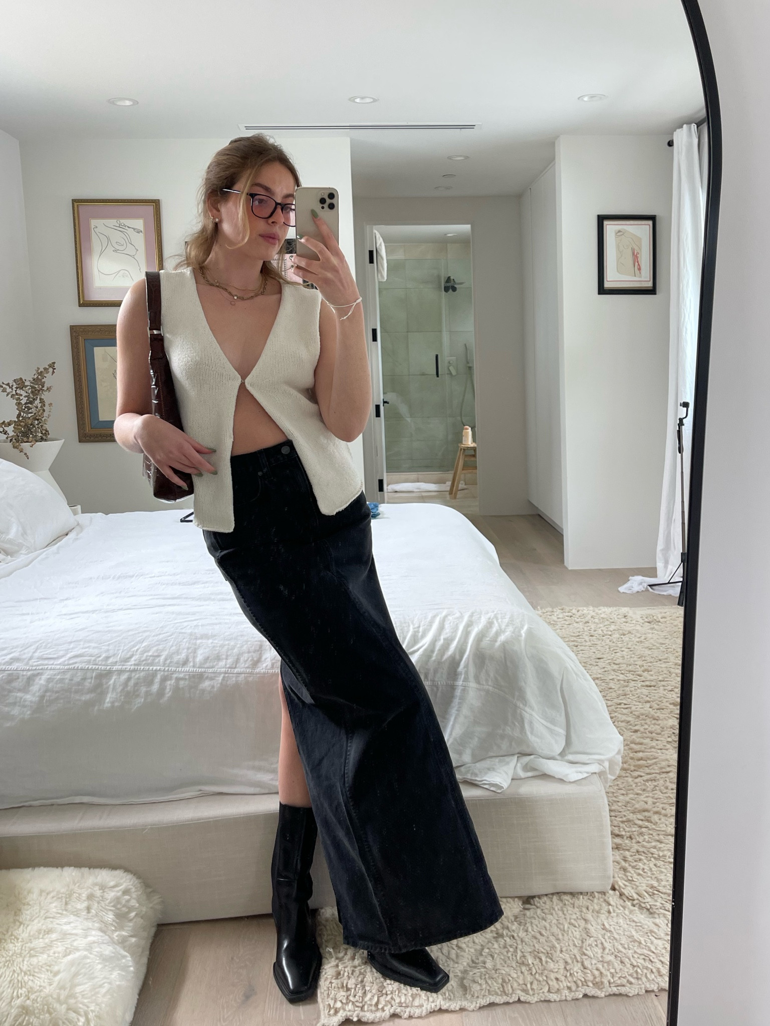 Long black denim skirt look 🖤

#LTKfit #LTKsalealert #LTKunder100