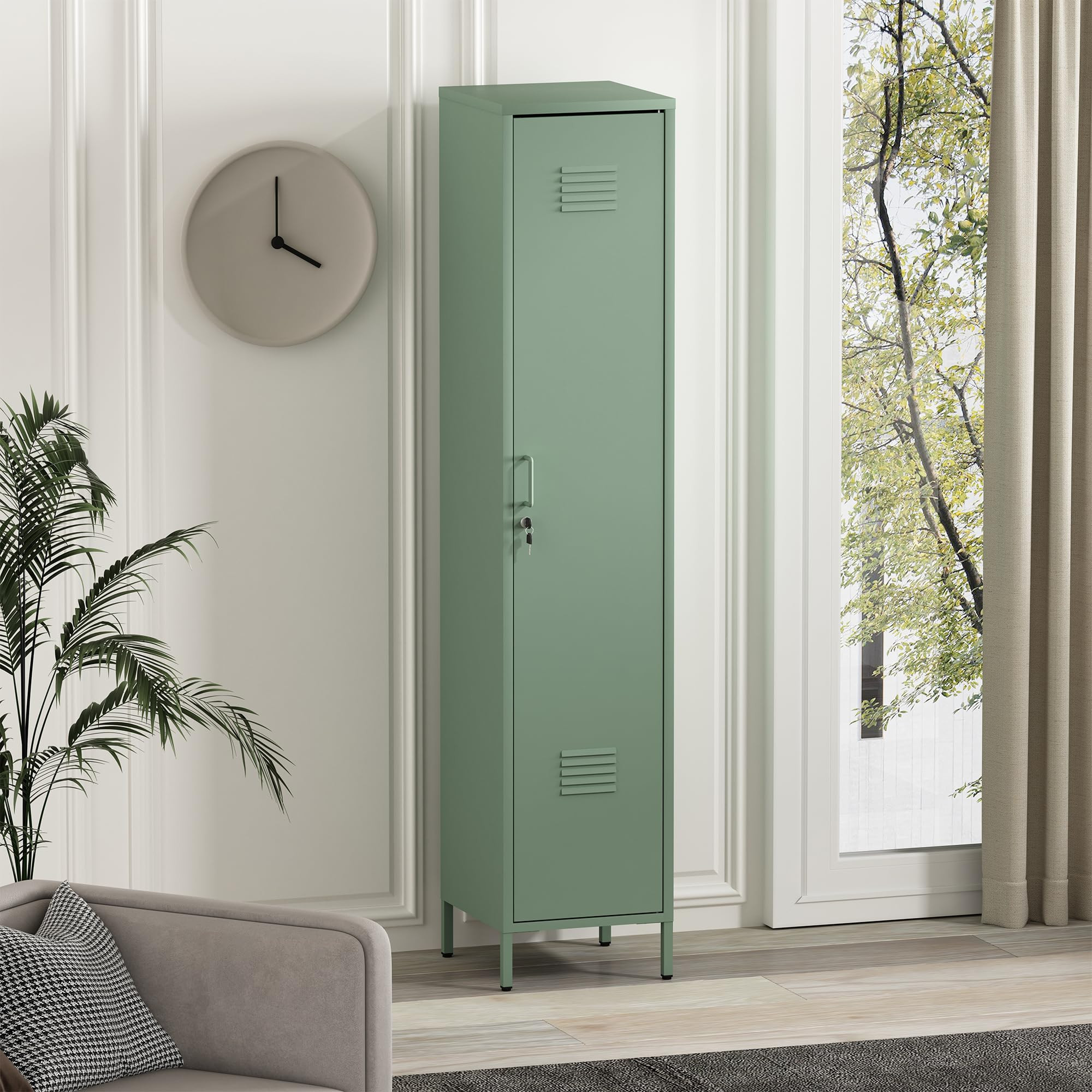 Manhattan Comfort Naomi 72.8'' Tall Storage Cabinet, Single Metal Locker with Lock, Adjustable Sh... | Amazon (US)