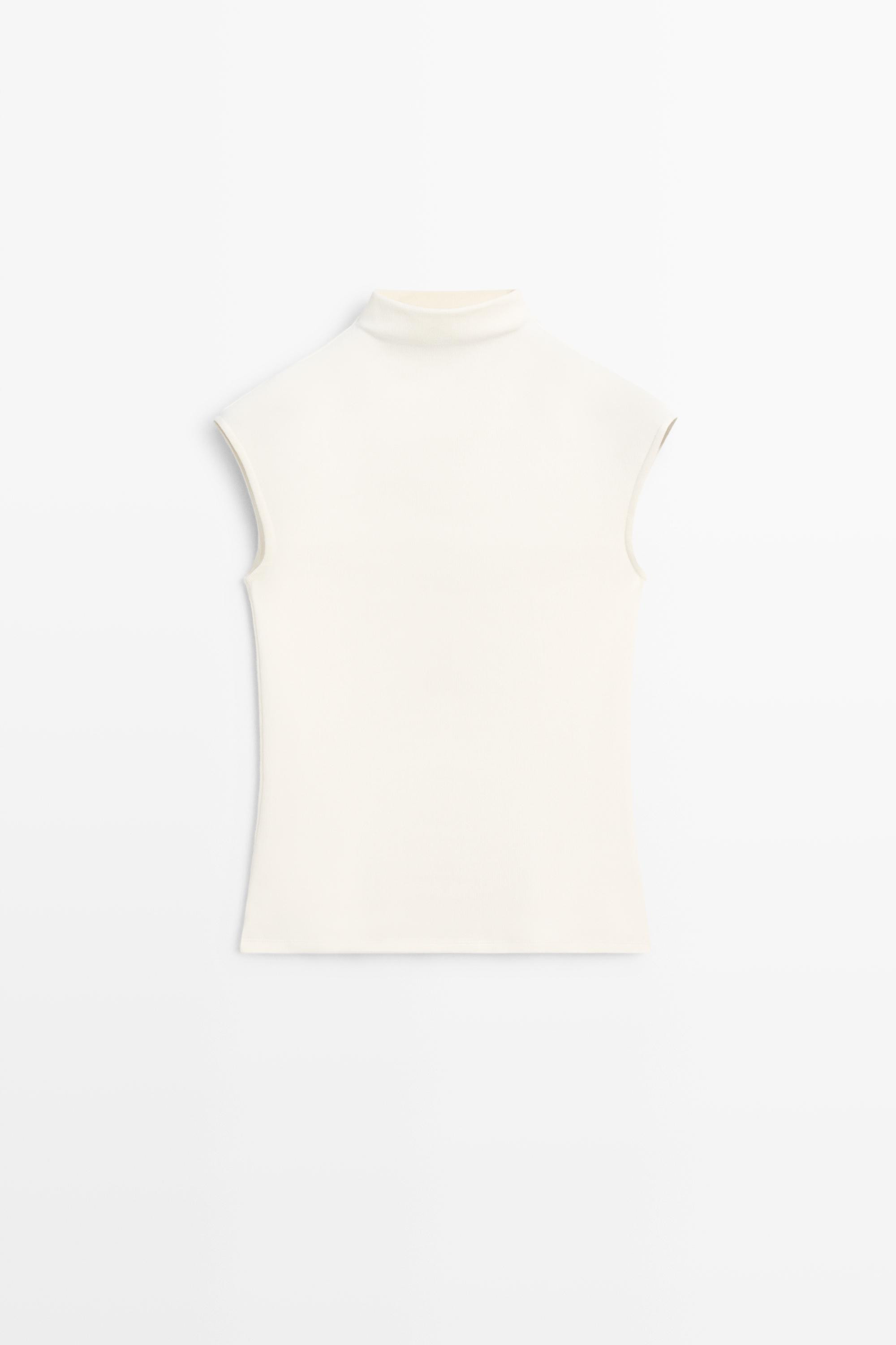 Funnel neck knit top | Massimo Dutti UK