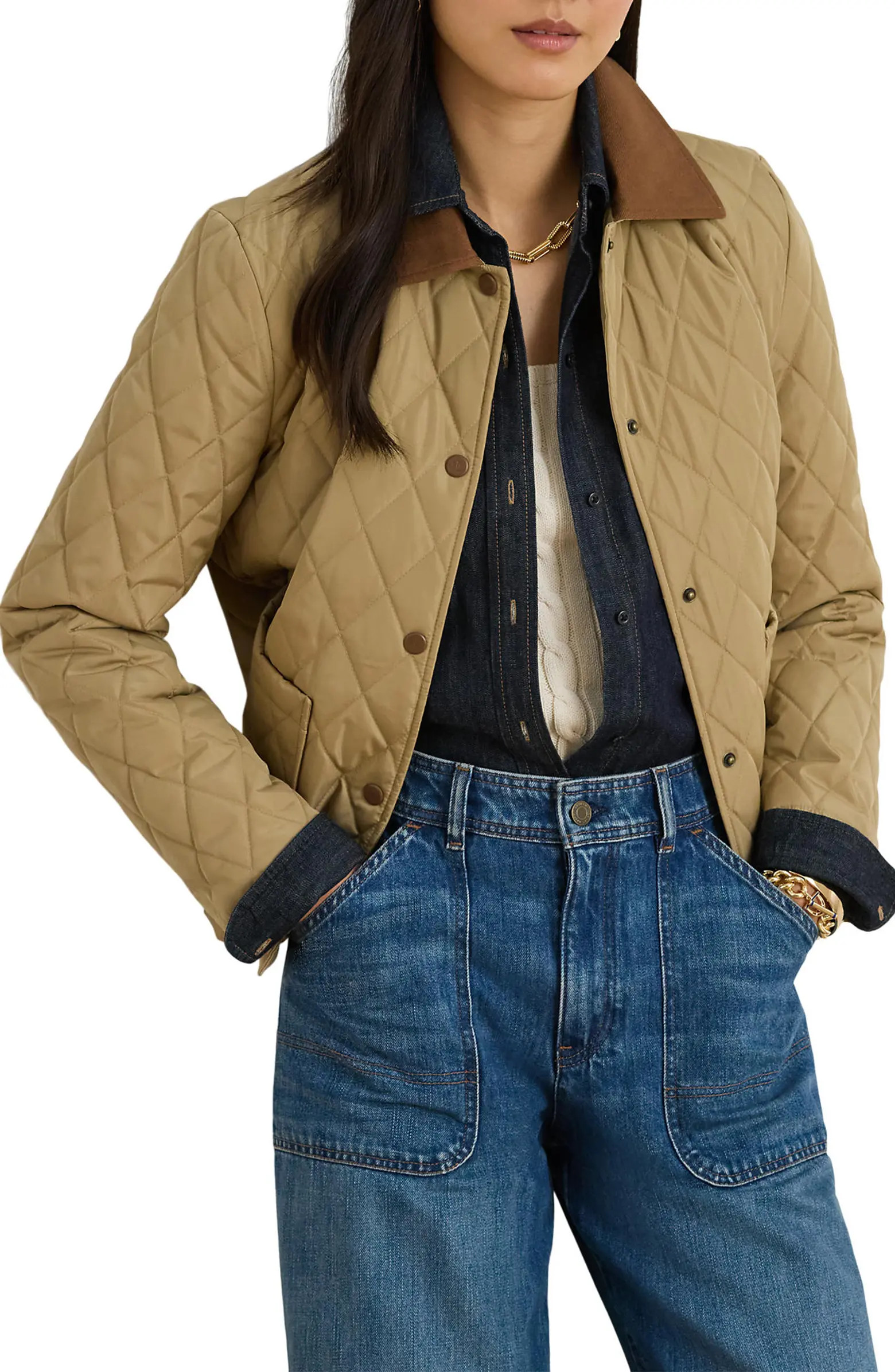 Lauren Ralph Lauren Twill Collar Quilted Jacket | Nordstrom | Nordstrom