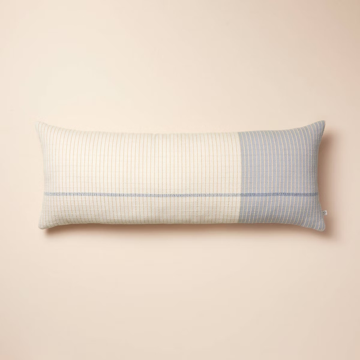 14"x36" Color Block Decorative Lumbar Throw Pillow Tan/Blue - Hearth & Hand™ with Magnolia | Target