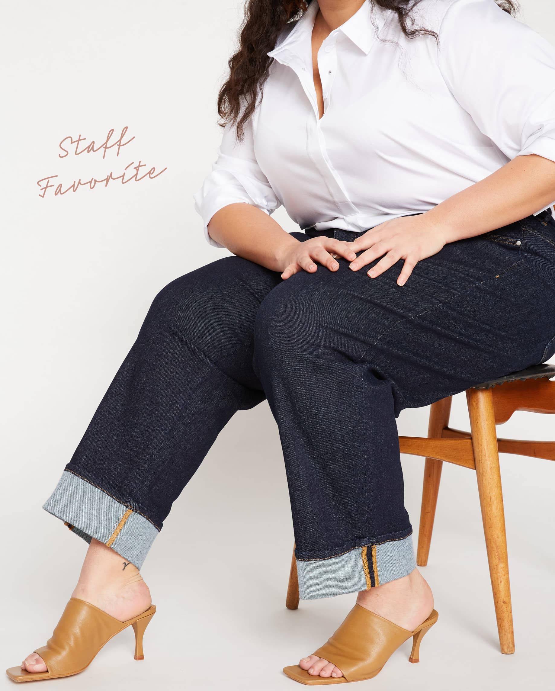 FIT LIBERTY ELIGIBLE Stevie High Rise Cuffed Straight Leg JeansVintage Indigo Selvedge$1284 inter... | Universal Standard