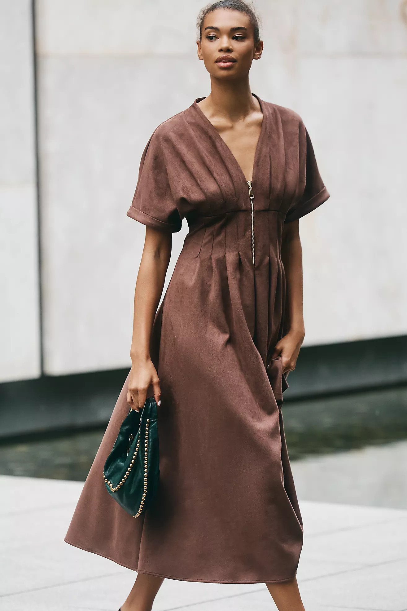The Tobie Faux-Suede Shirt Dress by Exquise | Anthropologie (US)