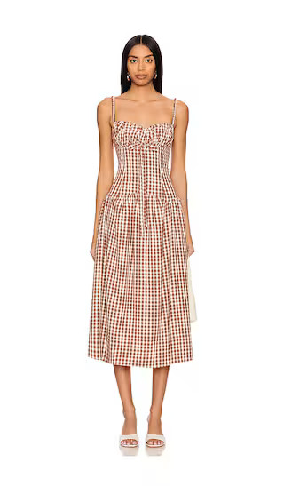 Gingerbread Gingham Midi Dress in Brown | Revolve Clothing (Global)