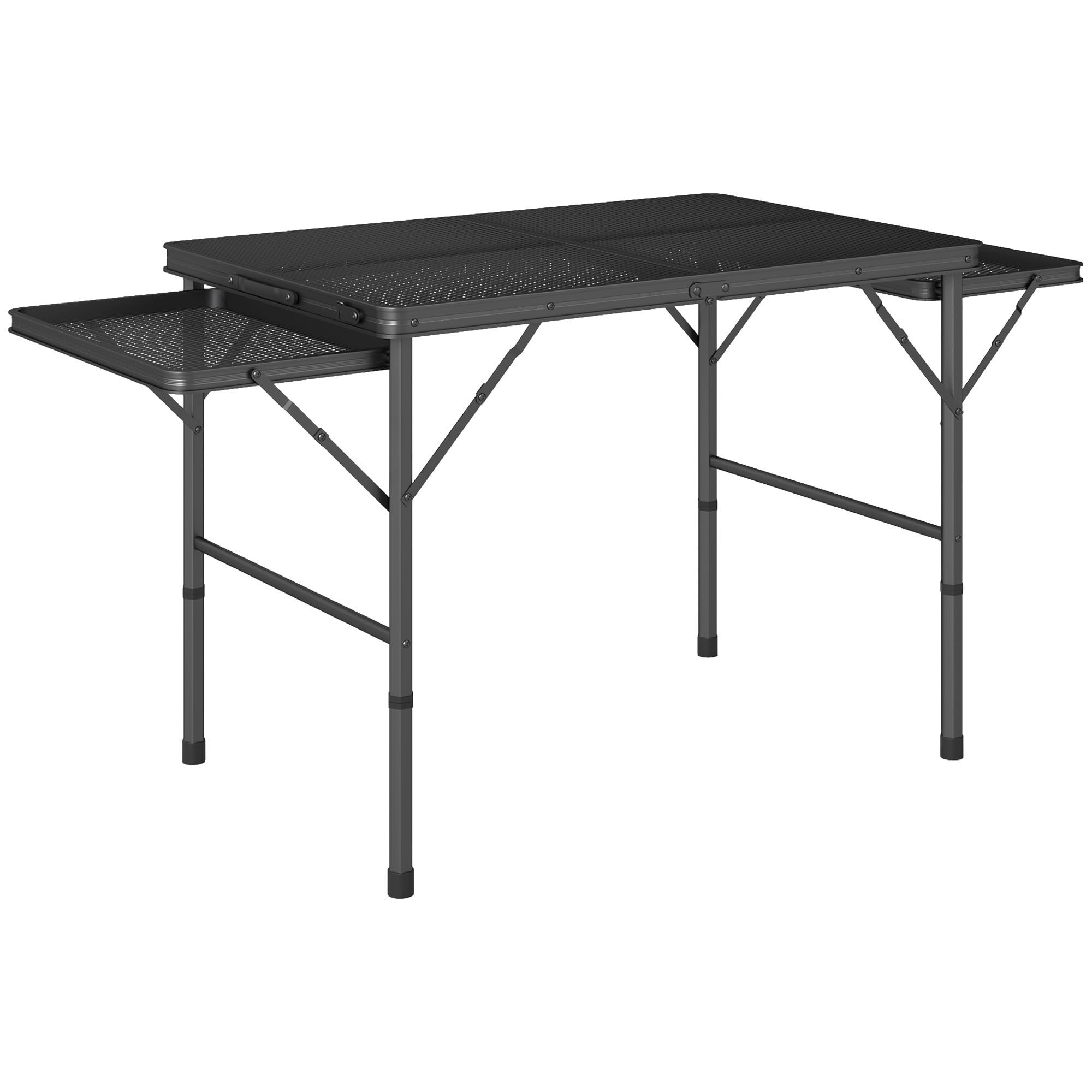 Outsunny Folding Grill Table, 4.5ft Portable Camping Table with 2 Wing Panels, Height Adjustable ... | Amazon (UK)