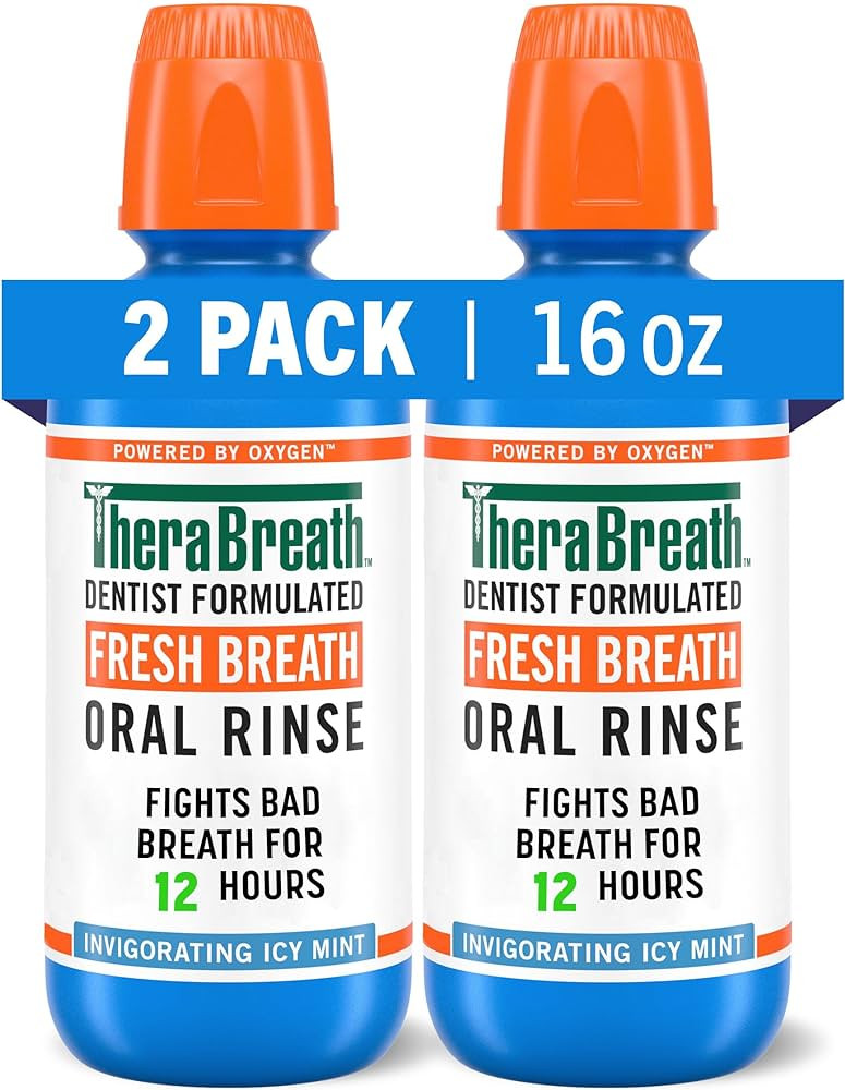 TheraBreath Fresh Breath Mouthwash, Icy Mint Flavor, Alcohol-Free, 16 Fl Oz (Pack of 2) | Amazon (US)