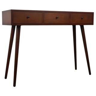 Decor Therapy Mid 42 in. Walnut Standard Rectangle Wood Console Table with Drawers-FR6323 - The H... | The Home Depot