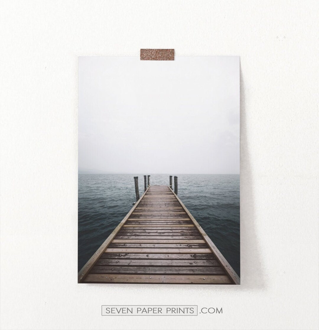 Wooden Pier Wall Art, Modern Coastal Photo, Printed and Shipped Decor, Ocean Photography, Gray an... | Etsy (US)