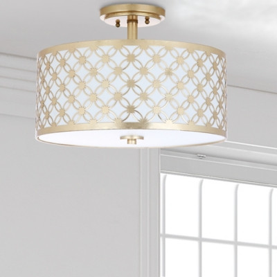Patterned Design 16" Flush Mount Pendant Light, Gold Finish | Ashley Homestore