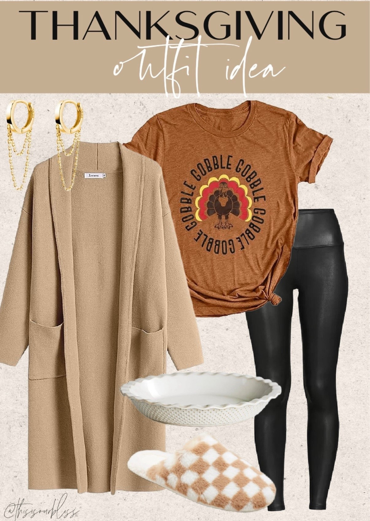 Thanksgiving outfit idea! 🦃 Gobble, gobble, graphic tee, leggings, and a coatigain! 

Checkered slippers are under $10!! #LTKfindsunder50 

Amazon fashion, casual style, casual, fall style, Thanksgiving outfit idea, cardigan sweater  

#LTKHoliday #LTKSaleAlert #LTKFindsUnder50
