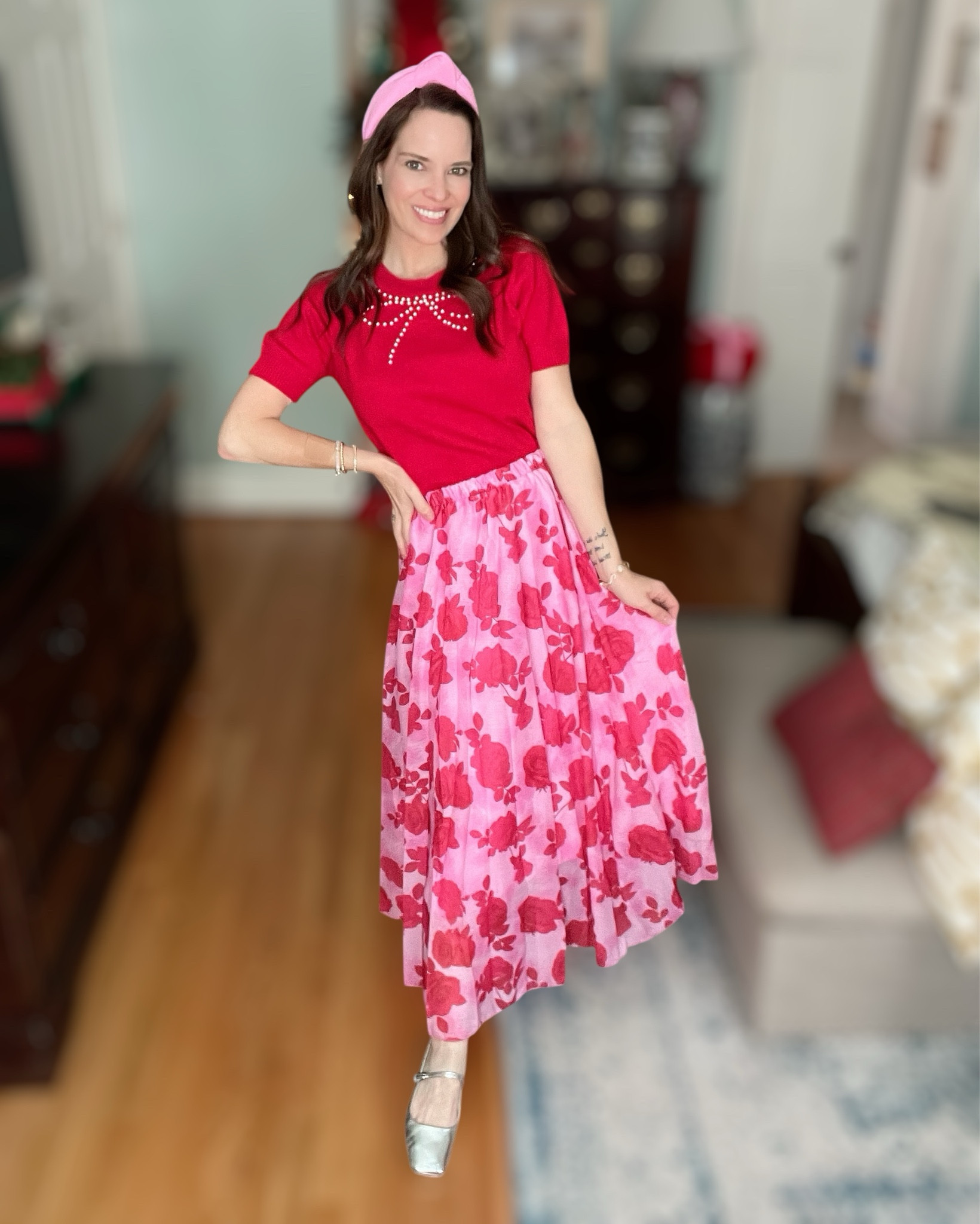 Pink & Red Holiday Bow Outfit 🎀💖

The sweetest pops of pink + red for the holidays! This adorable pearl-bow sweater is such an affordable Amazon find and pairs perfectly with the flowy pink-and-red floral skirt for a feminine, twirly Christmas look. Added my favorite pink Lele-style headband and metallic Mary Jane flats to keep everything fun, girly, and festive ✨

Such a cute outfit for holiday brunch, cookie swaps, school events, church, or anything merry & bright this season 💗🎄 Everything is linked!

pink and red holiday outfit, bow sweater amazon, girly christmas outfit, holiday skirt outfit, pink headband look, metallic mary janes, feminine holiday style, affordable christmas fashion, merry & bright outfit, festive winter look

#LTKFindsUnder50 #LTKHoliday #LTKootd