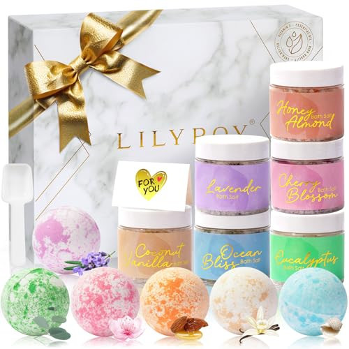 Luxurious Mothers Day Gifts for Women15-Piece Floral 6 x 150g Bath Salt & 6 x 100g Bath Bomb Gift Set for Christmas Gifts, Bath & Body Gift Set for Women, Self Care Kit Elegant Box | Birthday Gift | Amazon (US)
