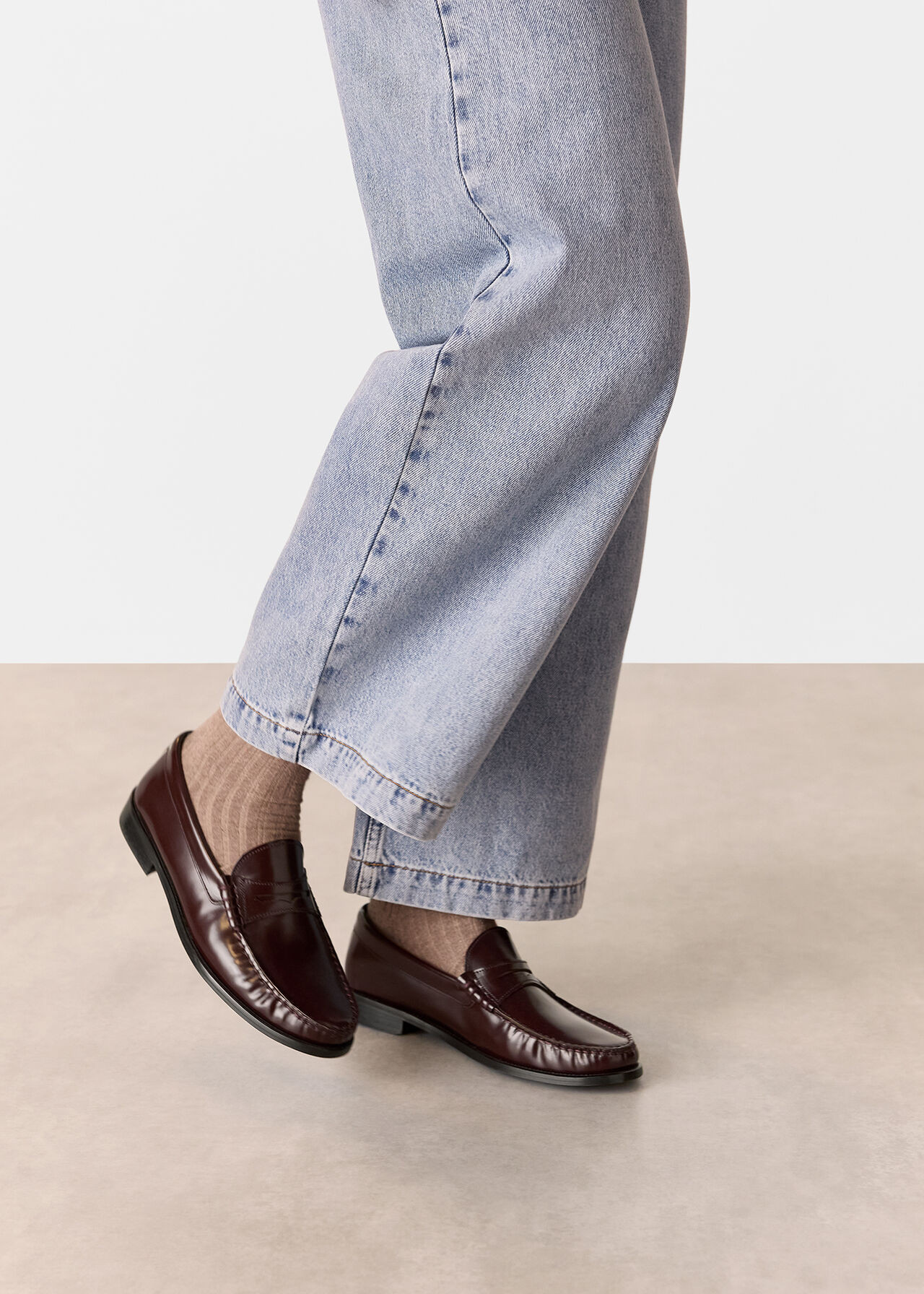 Women's Burgundy Leather Round Toe Loafers | Whistles UK | | Whistles