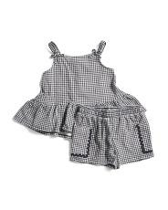 Toddler Girls 2pc Gingham Tank And Shorts Set With Headband | TJ Maxx