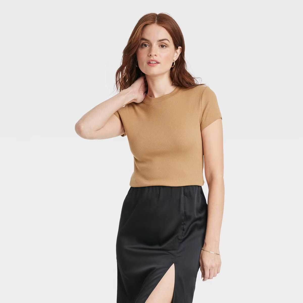 Women's Slim Fit Short Sleeve Ribbed T-Shirt - A New Day™ | Target