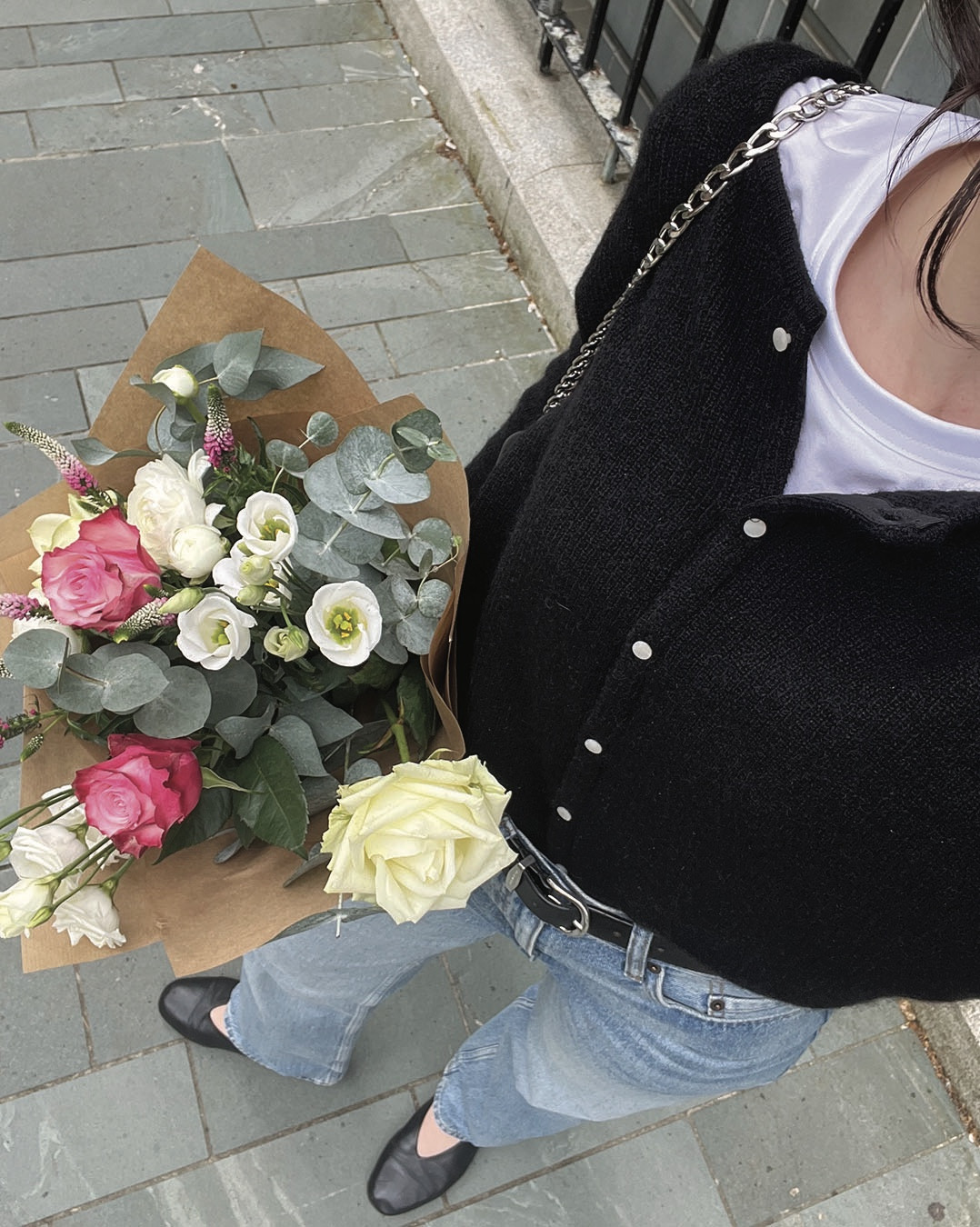 cardigan, black belt, ballet shoes, basic tee, straight leg jeans, black bag, sunglasses, silver hoops, sezane, arket, cos, le specs, isabel marant, h&m, by far, astrid & miyu, spring capsule wardrobe, spring outfits 

#LTKSeasonal #LTKstyletip #LTKeurope