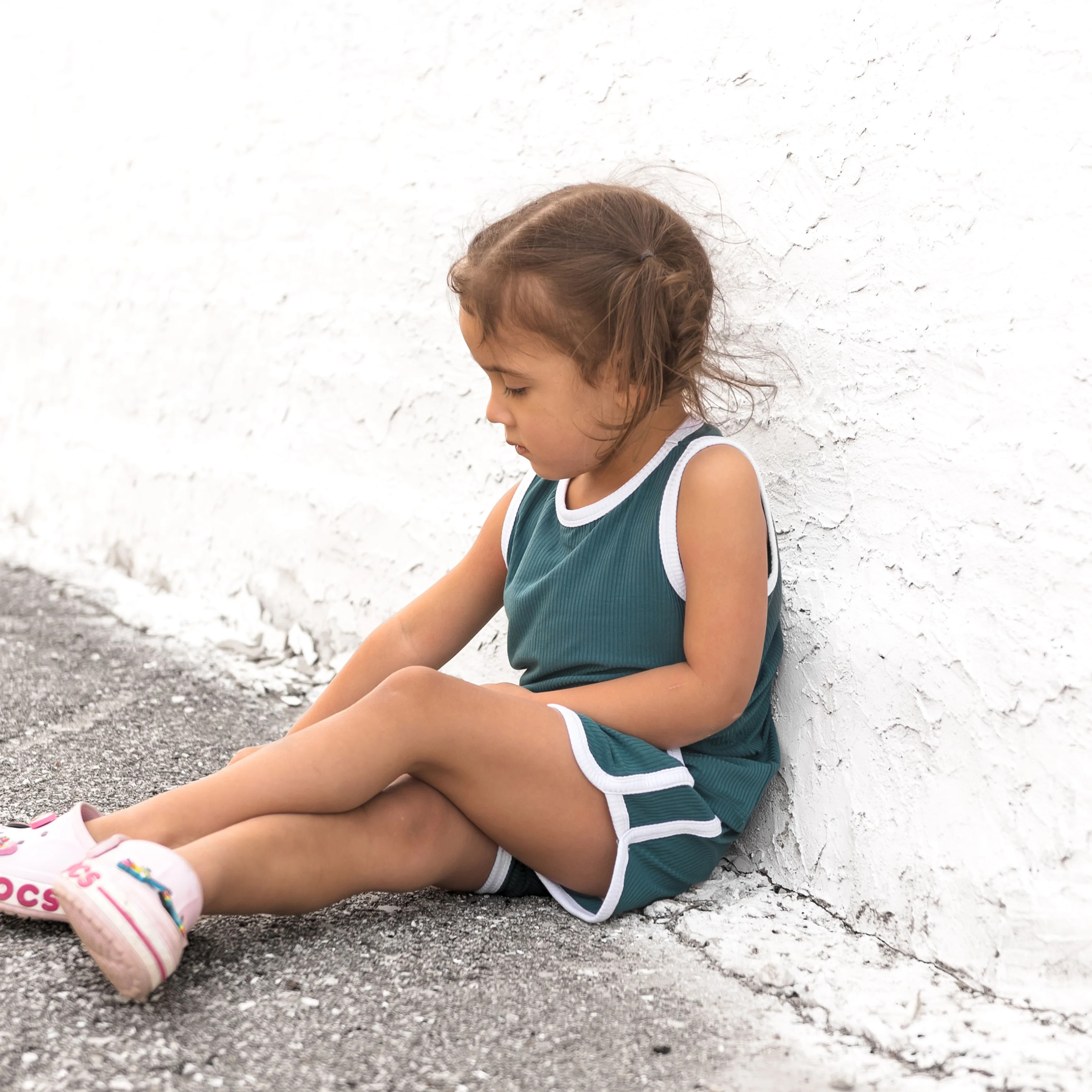 TRACK SHORTS SET- Bamboo Rib Peacock | millie + roo