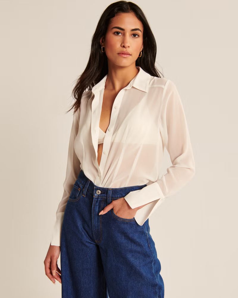 Long-Sleeve Sheer Shirt | Abercrombie & Fitch (US)