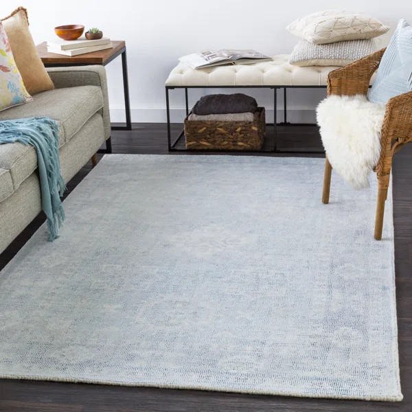 Hopkins Luther Oriental Hand-Tufted Denim/Sky Blue Area Rug | Wayfair North America