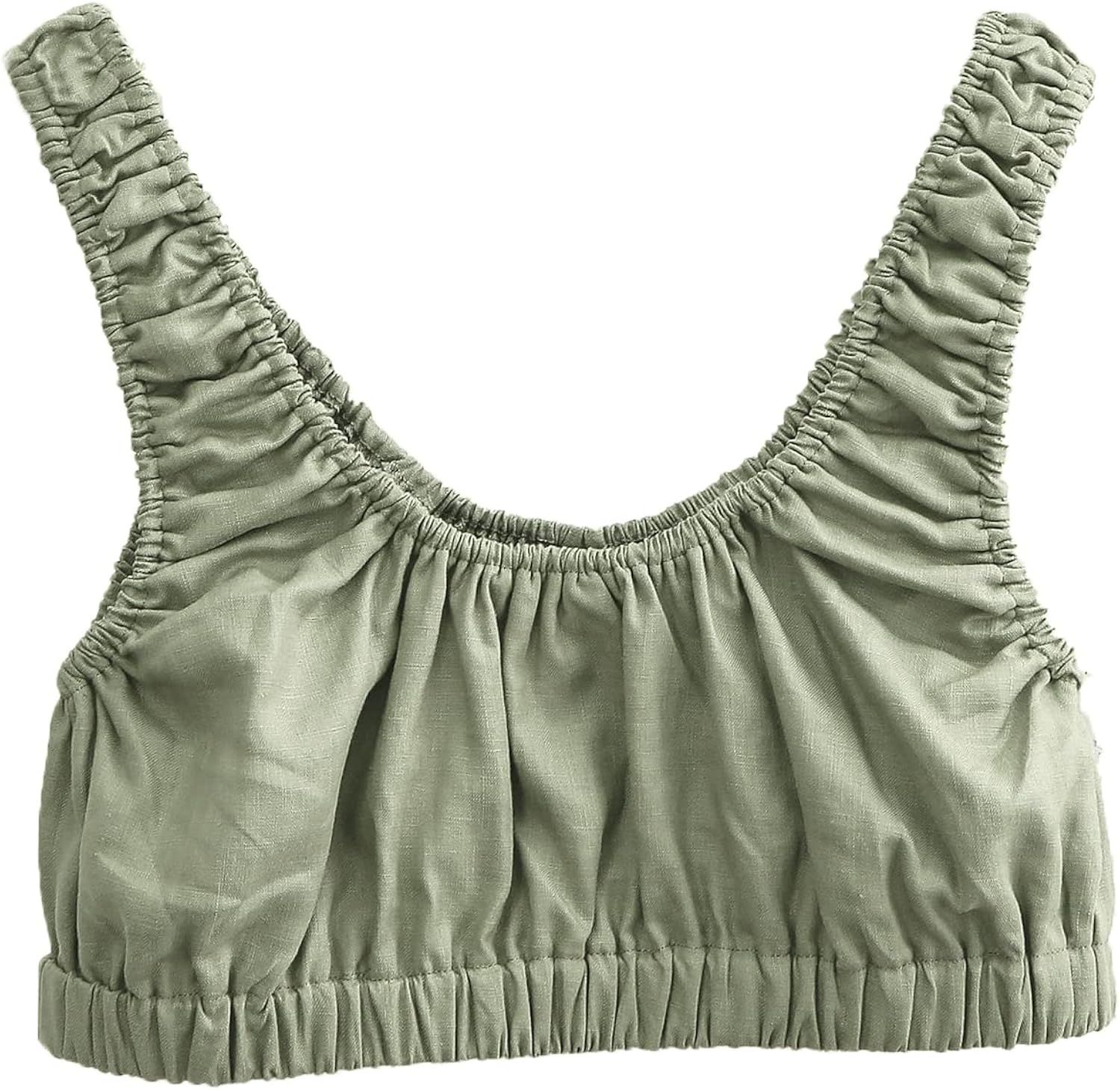 Amazhiyu 100% Linen Crop Tank Tops Summer Casual Sleeveless Basic Racerback Top | Amazon (US)