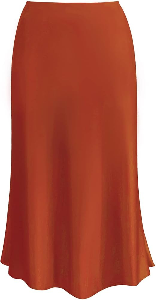 Womens Leopard Print Skirt Midi Long Length Silk Satin High Waist Elastic Skirts | Amazon (US)