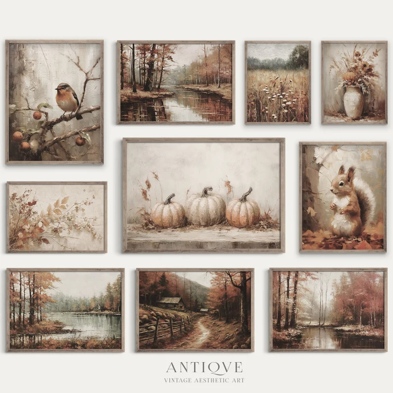Autumn Print Set Earthy Fall Rustic Gallery Wall 10 Prints - Etsy | Etsy (US)