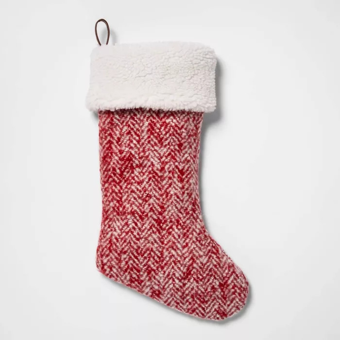 21" x 8" Herringbone Christmas Stocking Red - Threshold™ | Target