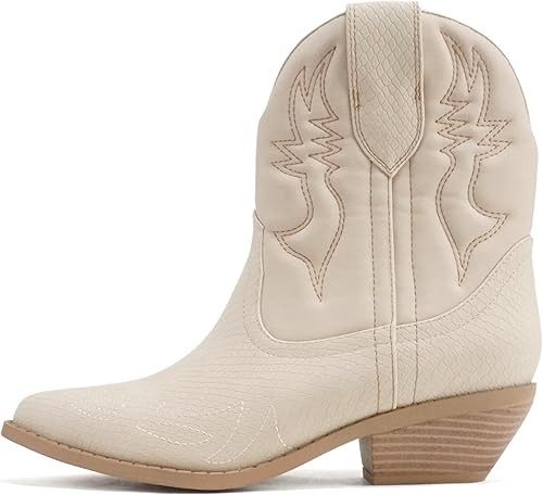Soda Women Cowgirl Cowboy Western Stitched Ankle Boots Pointed Toe Short Booties Rigging-S (Wide ... | Amazon (US)