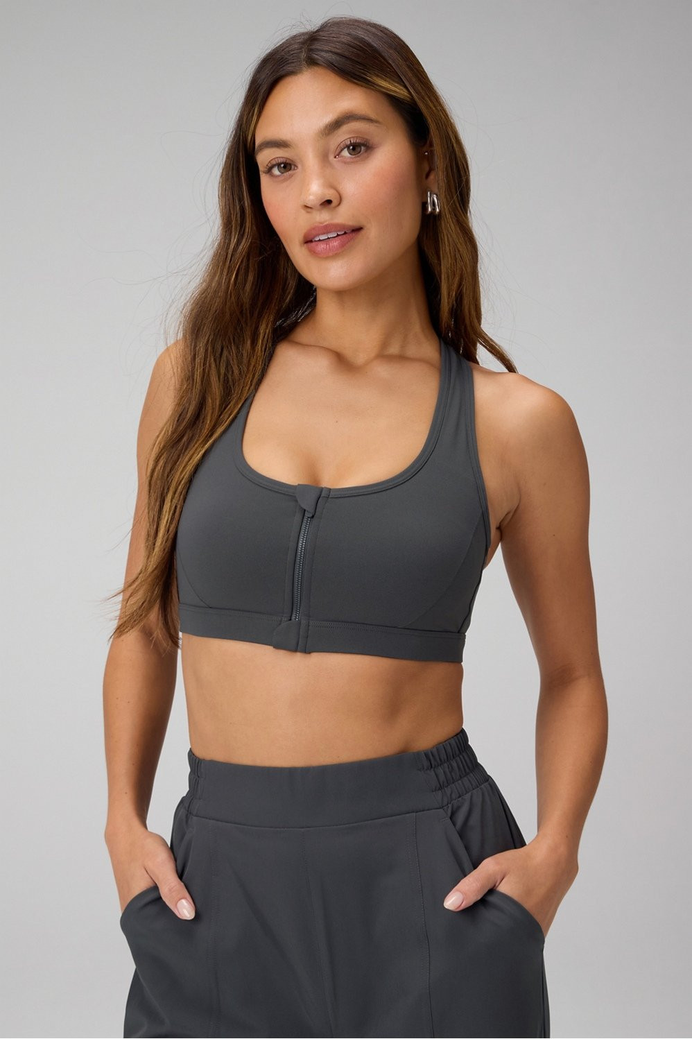 Essential Front Zip Medium Impact Sports Bra | Fabletics