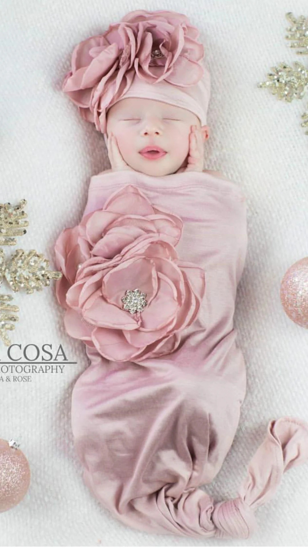 Newborn Baby Girl Gift Rose Baby Sack  Shower Gift Mauve Infant Layette Cotton Baby Sack with Lar... | Etsy (US)