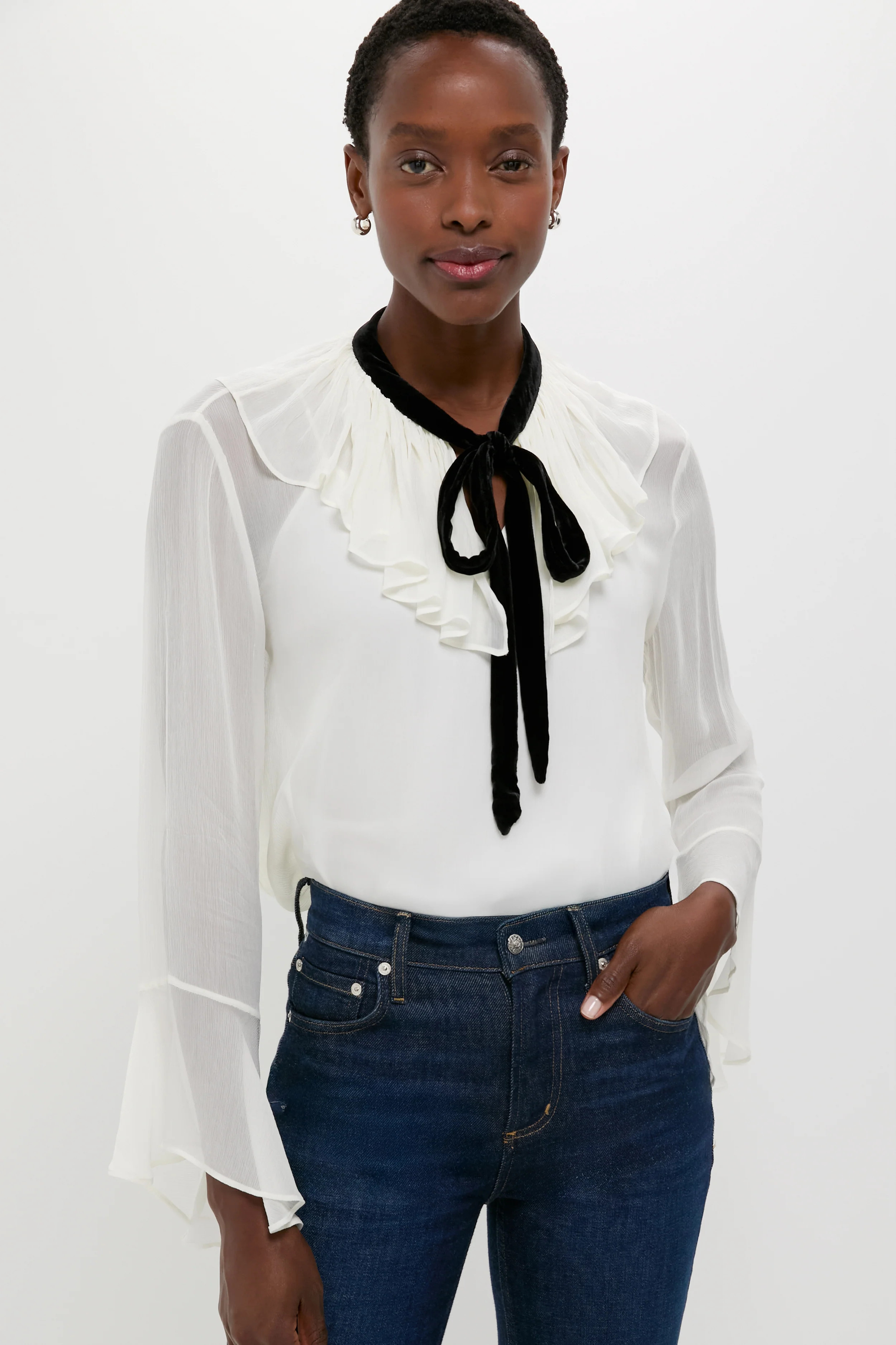 Trophy Cream Long Sleeve Collared Blouse | Tuckernuck (US)