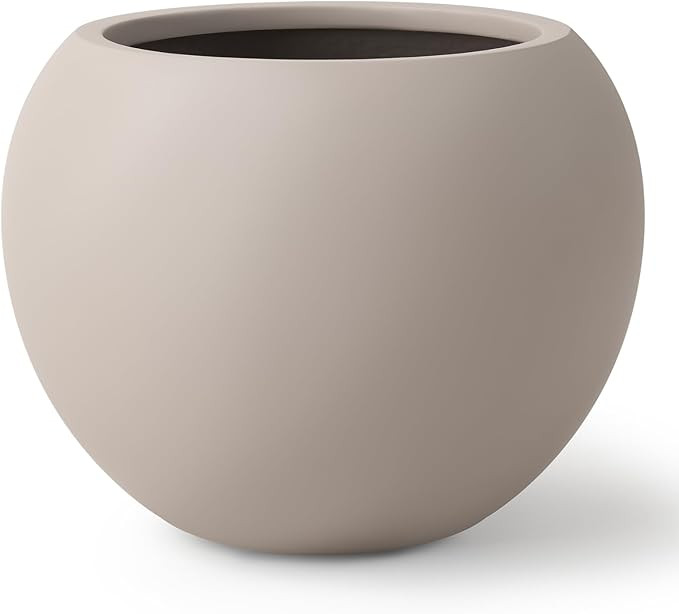 16" H x 20" D Premium Globo Fiberstone Round Planter with Drainage Hole, Smooth Finishes, Weather... | Amazon (US)