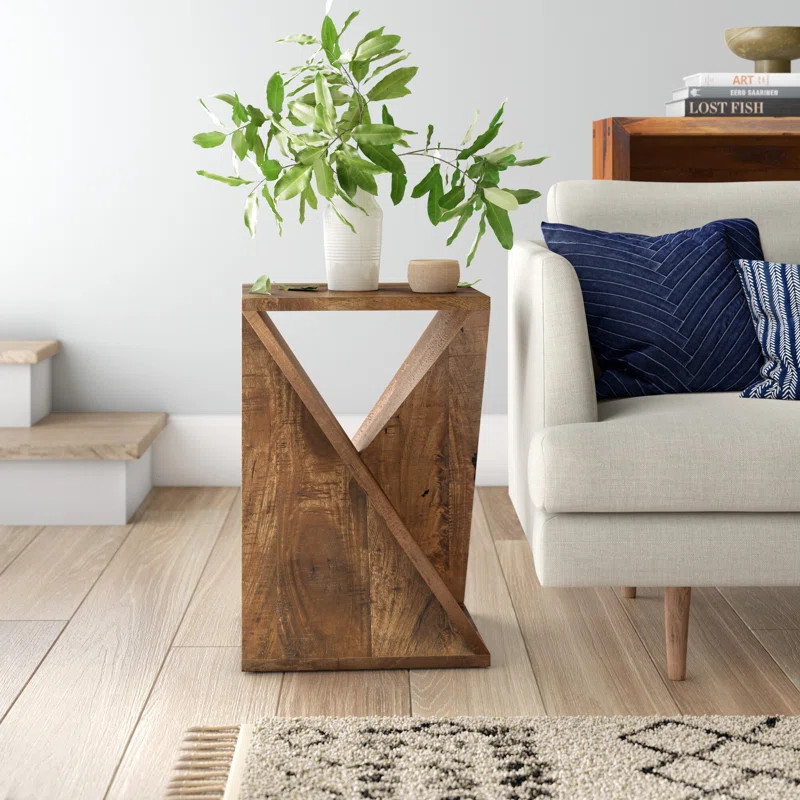 Rivera 24'' Tall Solid Wood Abstract End Table | Wayfair North America