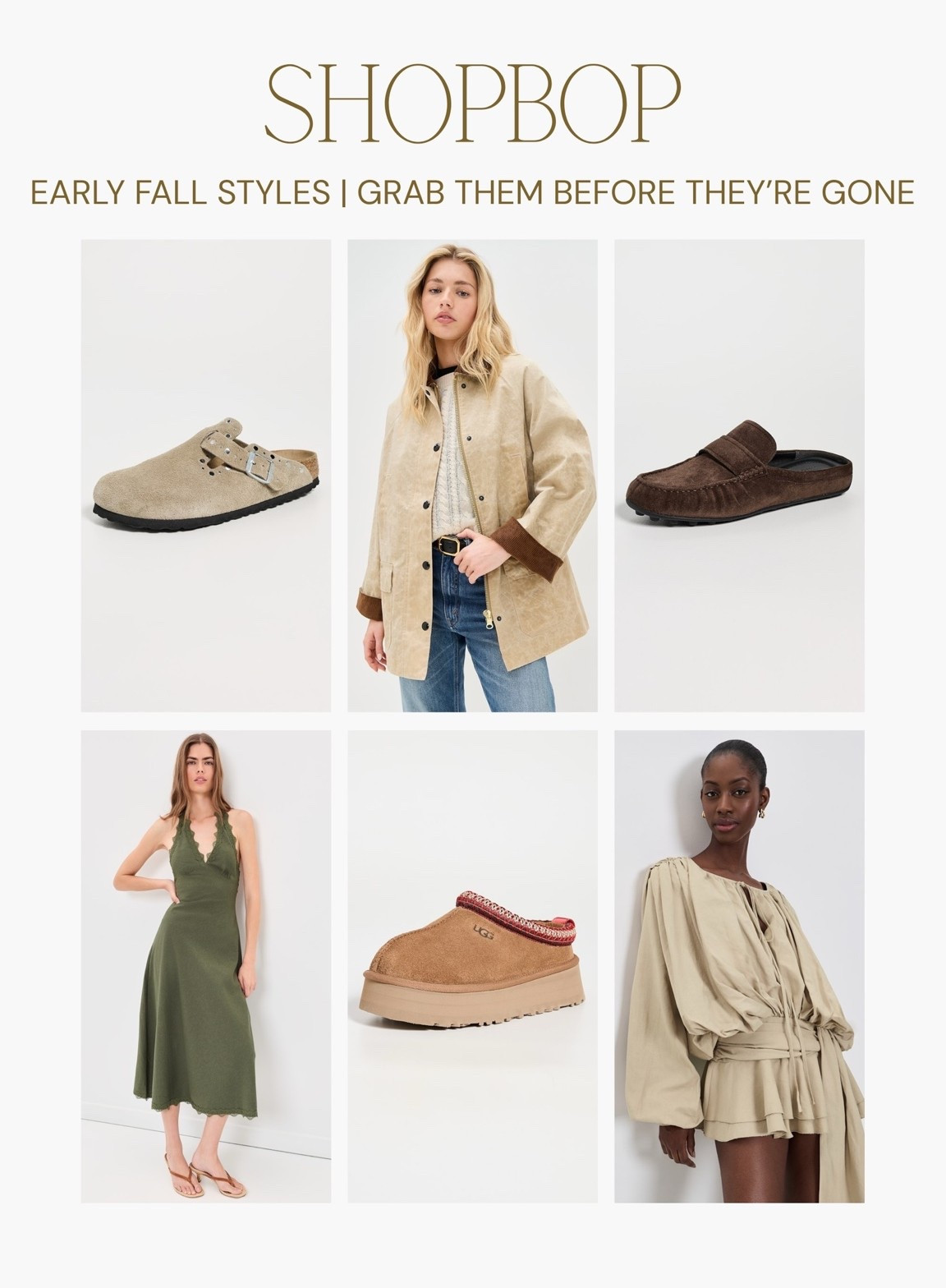 [7/8/26] @Shopbop early fall styles I’m loving ! Grab them before they sell out 

Ugg tazz and Birkenstock clogs have been my go-to for years now!

#LTKSeasonal #LTKootd #LTKPetite