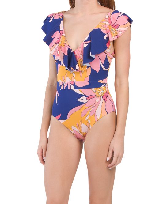 Breeze Ruffle One-piece Swimsuit | TJ Maxx
