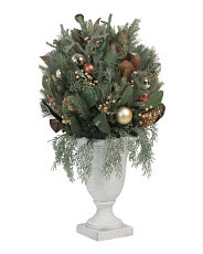 40in Porch Pot With Faux Plant And Ornaments | TJ Maxx